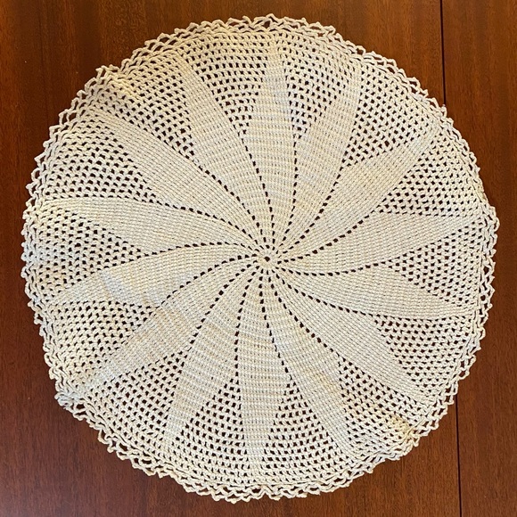 Vintage Spiral Hand-crocheted Doily 14” - Picture 3 of 3